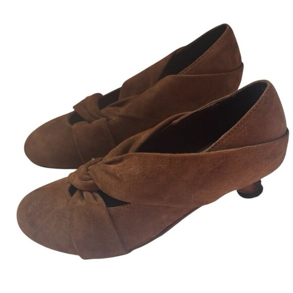 J. Shoes "Abbey" Suede Brown Knot Heels - Size US 6, UK 4, EU 37 - Picture 1 of 11